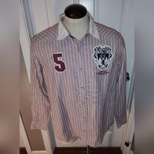 American Rag MEN'S Red/White  Striped Pearl Snap Button Long Sleeve Shirt Sz XXL